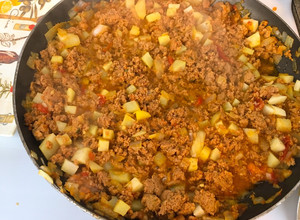 Una foto de Picadillo de pavo con bacon