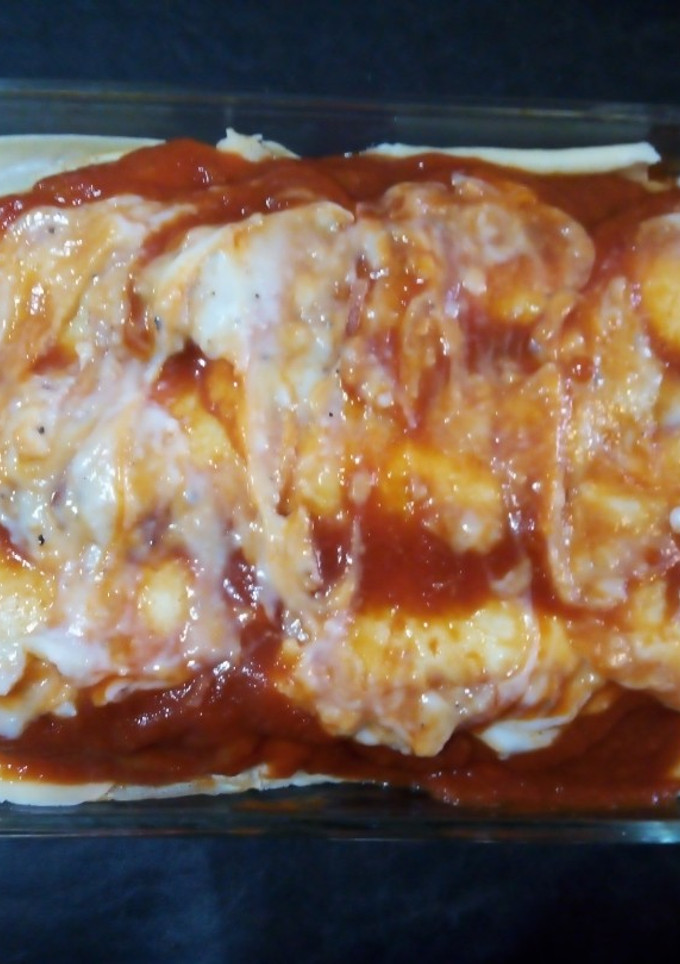 Una foto de Lasaña de jamón y queso con masa de panqueques