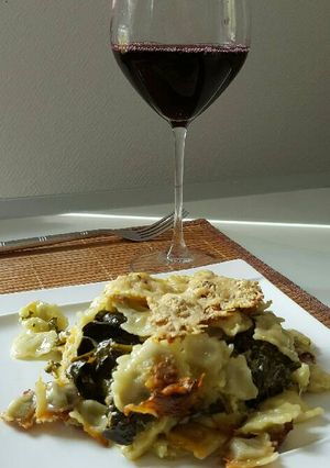 Une photo de Gratin de ravioles aux épinards