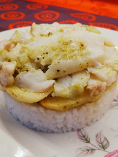 Una foto de Tartar de bacalao al horno