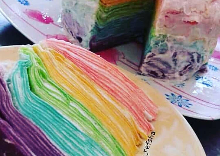Bagaimana Membuat Crepe cake rainbow yang Lezat Sekali