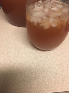 A picture of Lemonade peach tea punch aka fountain of youth juice.
