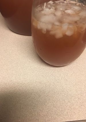 A picture of Lemonade peach tea punch aka fountain of youth juice.