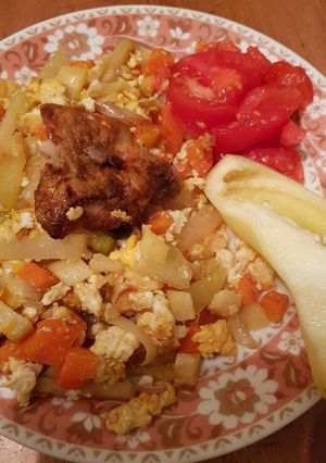 Párolt zöldség tojással recept fotója