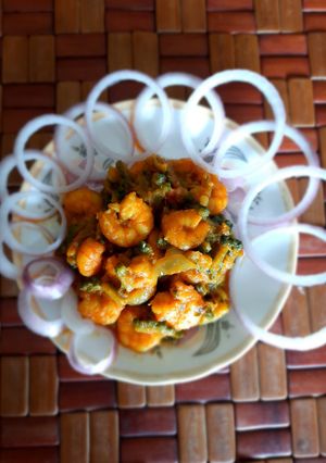 A picture of Bitter Gourd and Prawn.