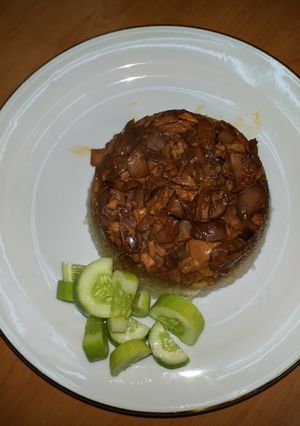 Foto resep Nasi tim ayam jamur