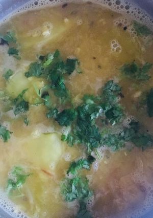 A picture of Raw papaya gourd daal.