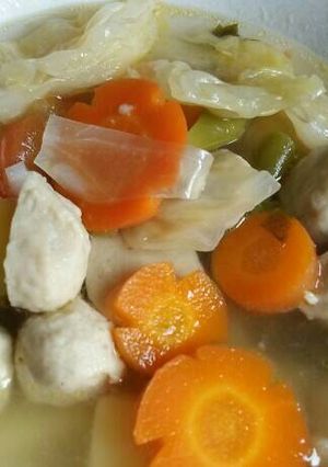 Foto resep Sup bakso sayur simpel