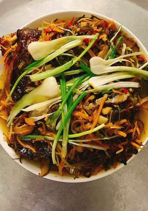 Hình của món Cá hấp ngũ liễu.