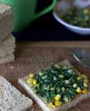 Low fat spinach and corn sandwich