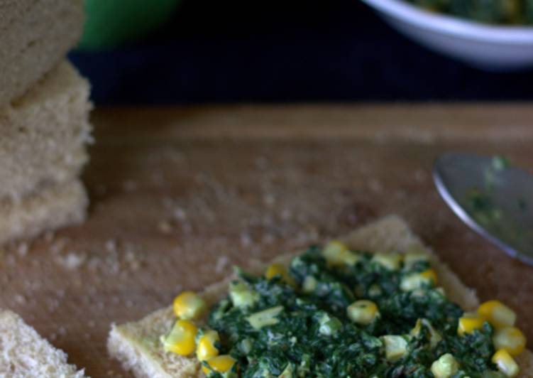 Low fat spinach and corn sandwich