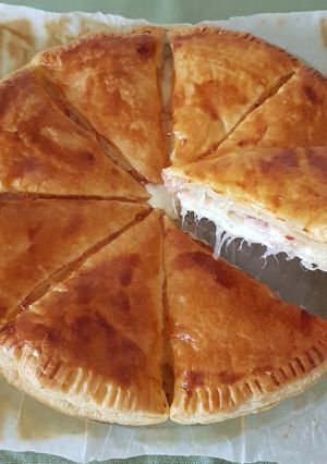 A picture of Stuffed Puff Pastry with Ham and Mild Provola Cheese.
