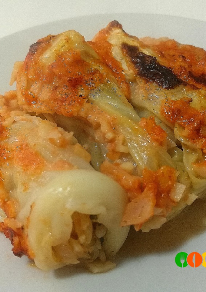 Una foto de Rollitos de col con gambas
