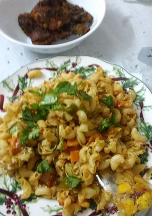 A picture of Macaroni Pasta - Indian style.
