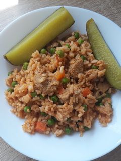 Zöldséges rizses hús recept fotója