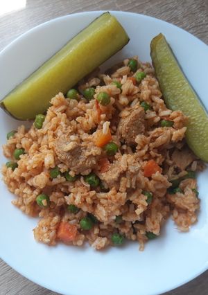 Zöldséges rizses hús recept fotója