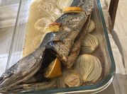 Una foto de corvina al horno