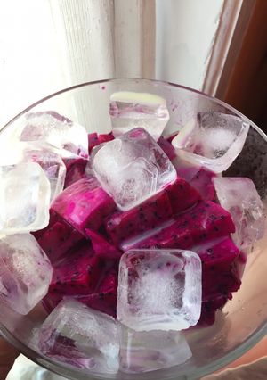Foto resep Dragon Fruit with Ice Cube