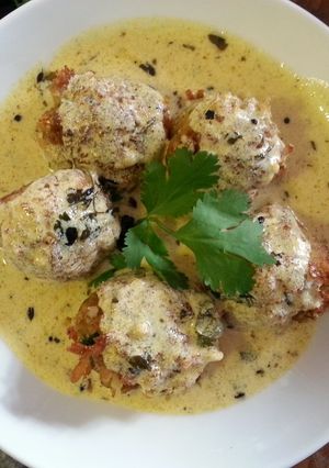 A picture of Spicy Potatoes in Kadhi.