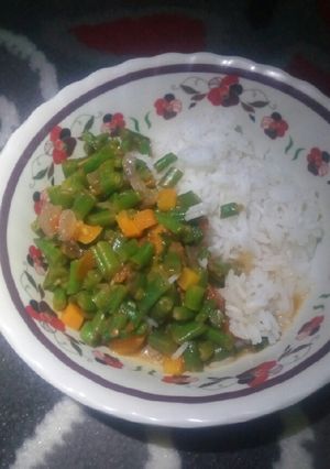 A picture of French beans with rice #festivedishcontest_mombasa.
