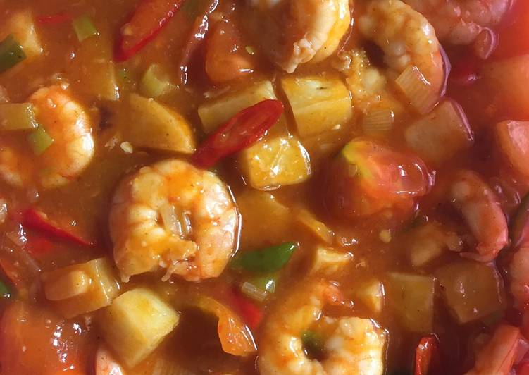 Resep Udang &amp; kentang saus asam manis simple yang Sempurna