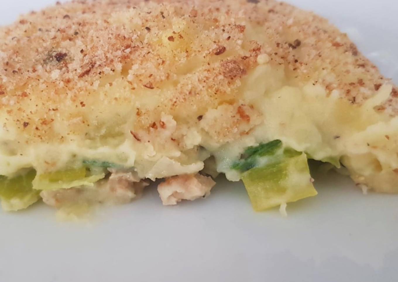Parmentier poireau tofu fumé