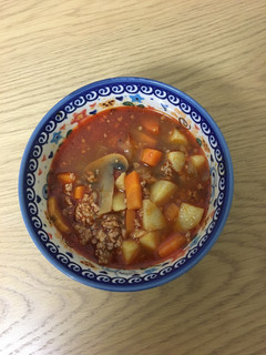 A picture of Czech goulash soup.