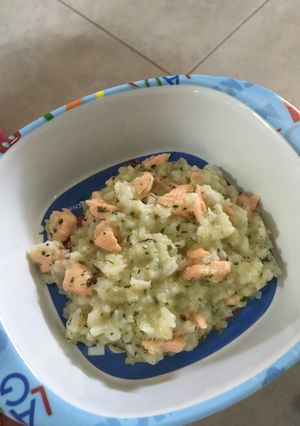 Foto resep Menu mpasi 9m+ cheesy salmon rice