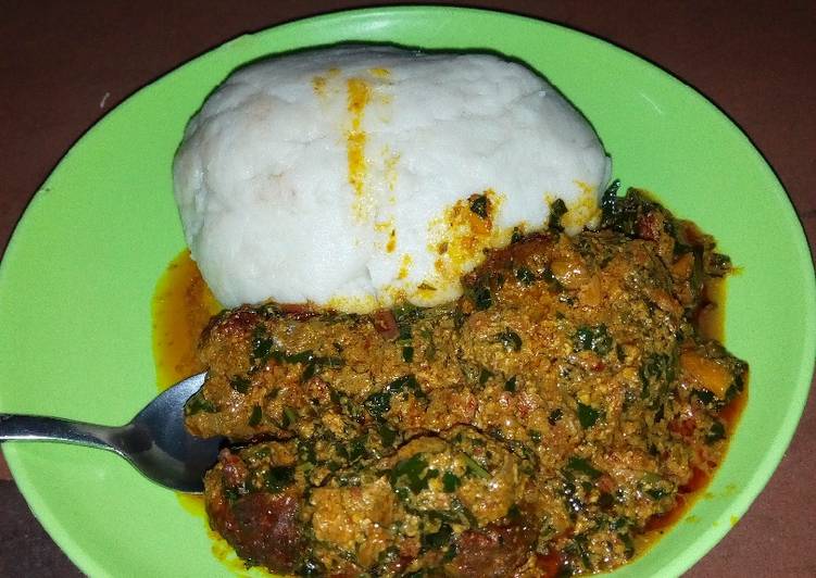 Pounded yam with egusi soup