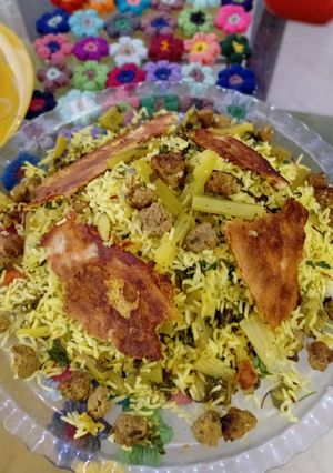 عکسی از دستور کرفس پلو خلاقانه