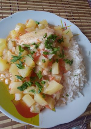 Una foto de Picante de calabaza con pollo