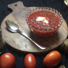 A picture of Tomato Carrot and beetroot soup.