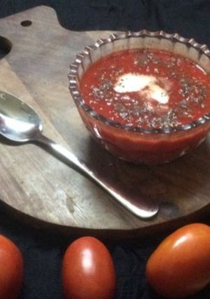 A picture of Tomato Carrot and beetroot soup.