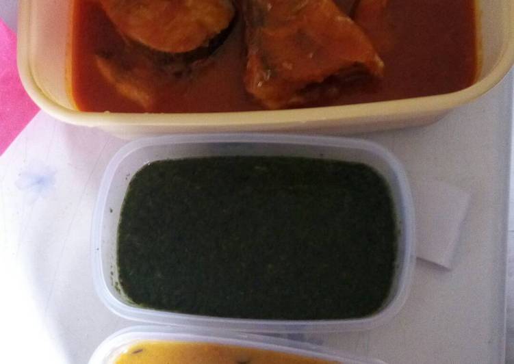 Recipe of Quick Gbegiri, Ewedu & Fresh Fish Stew Combo