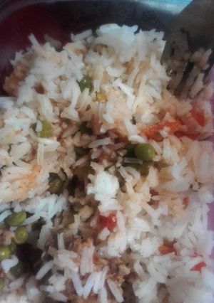 A picture of Stewed peas Served with Rice.