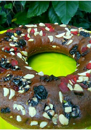 A picture of Dry fruit chocolate cake.