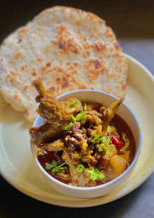 A picture of Moong Dal Gosht / Green Moong Dal cooked with Mutton.