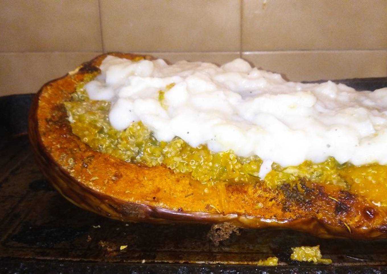 Calabaza rellena. Vegetariana