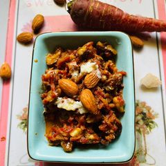 A picture of Black carrots and walnuts halwa.