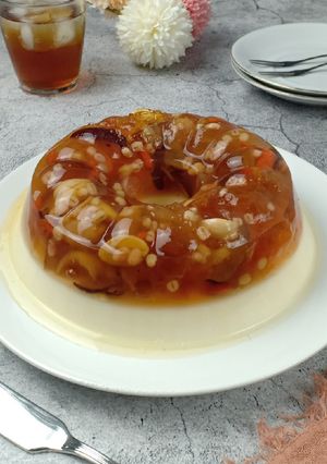 Foto resep Puding Peach Gum Lapis Susu