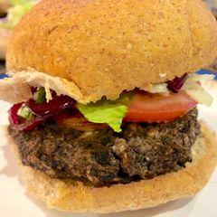 A picture of Black Bean and Cashew Burger.