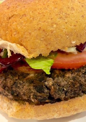 A picture of Black Bean and Cashew Burger.
