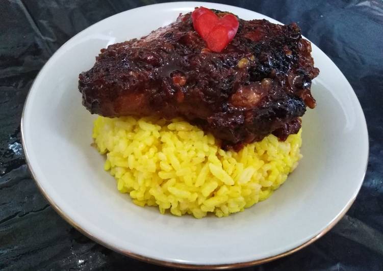 Resep Nasi kuning + Ayam Bakar masak Habang Bikin Manjain Lidah