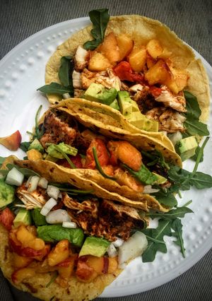 A picture of Peach Chicken Tacos Y'all!.