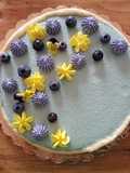 Tarte ai mirtilli, cioccolato bianco e alga spirulina