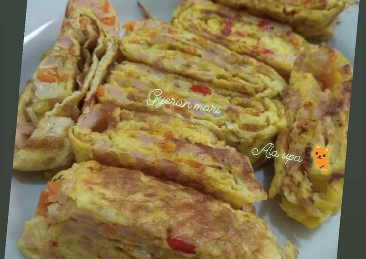 Telur dadar gulung (gyeran mari) simpel murce