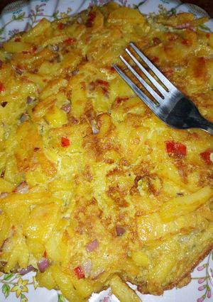 A picture of Egg potato fries.