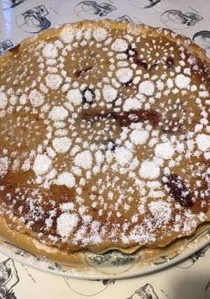 Une photo de Tarte prunes et vanille (pâte brisée pêche rhubarbe)