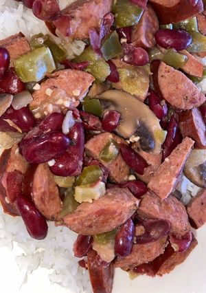 A picture of Crock Pot Cajun Sausage & Beans.