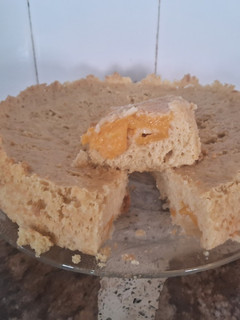 Una foto de Budín húmedo de duraznos y malta